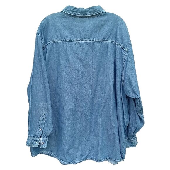 Vintage M&M's Embroidered Button Down Shirt Size 26W / 28W Long Sleeve Blue - Picture 2 of 5